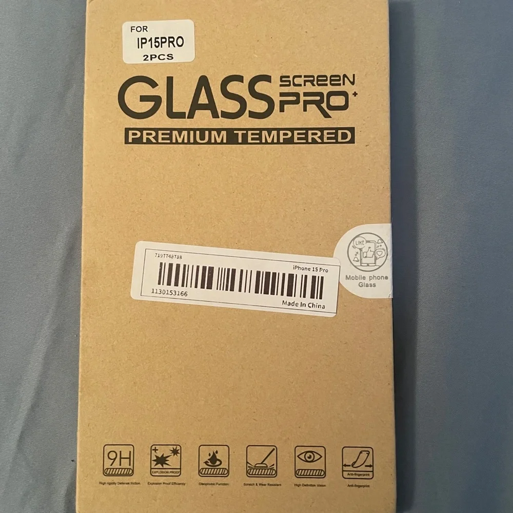 2 pieces Premium Tempered Glass Screen Protector for Iphone 15 Pro - Clear